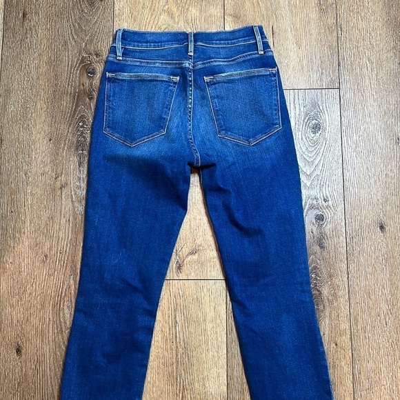 FRAME Ripped High Waist Raw Hem Skinny Crop Jeans in Gaby Wash Size 25 - Picture 6 of 10